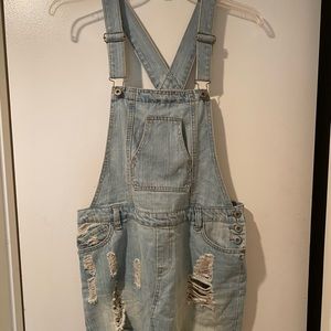 Light Denim Extra Mini Skirt Overall Jumper